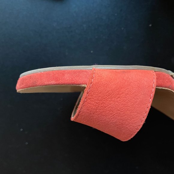 Franco Sarto Orange Suede Block Sandals 6.5 - Picture 6 of 8